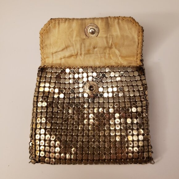 Vintage Whiting & Davis Goldtone Mesh Rosary Pouch Bag Coin Change Purse - Picture 7 of 9